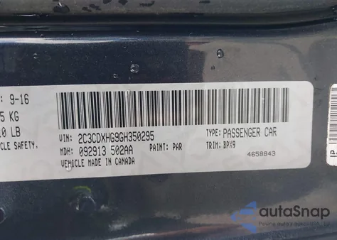 2016 Dodge Charger Sxt from USA, damaged, VIN 2C3CDXHG9GH350295